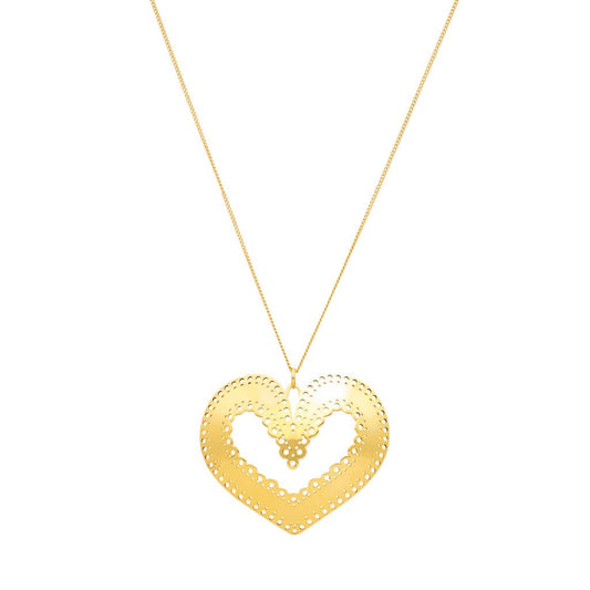 Fio Reflexo Coração em Prata Dourada (38cm) - Loja do Ouro