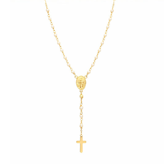 Fio Terço de Luz em Prata Dourada (51cm) - Loja do Ouro