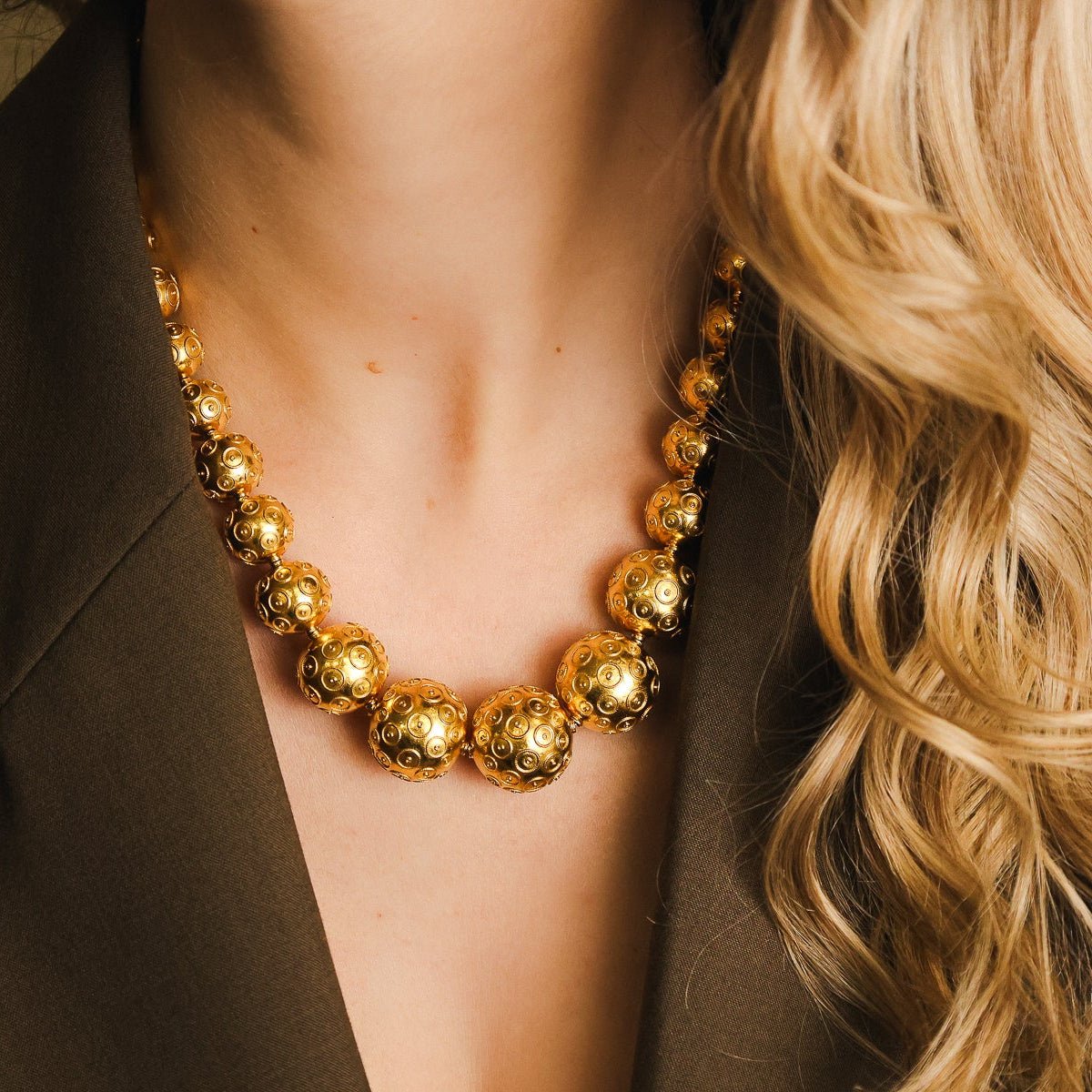 Gargantilha Bolas de Viana em Ouro 19kl (44cm) - Loja do Ouro