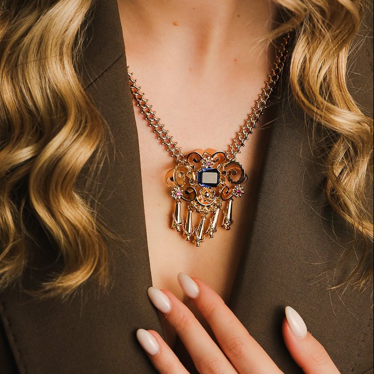 Gargantilha Dona Flor em Ouro 19kl com Zircónias Coloridas - Loja do Ouro