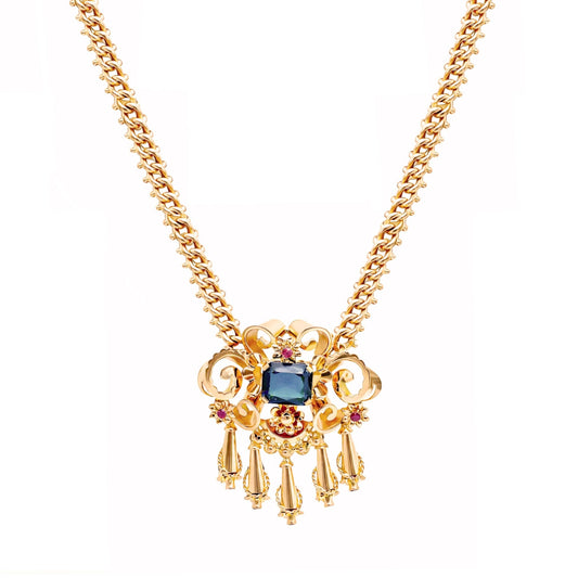 Gargantilha Dona Flor em Ouro 19kl com Zircónias Coloridas - Loja do Ouro