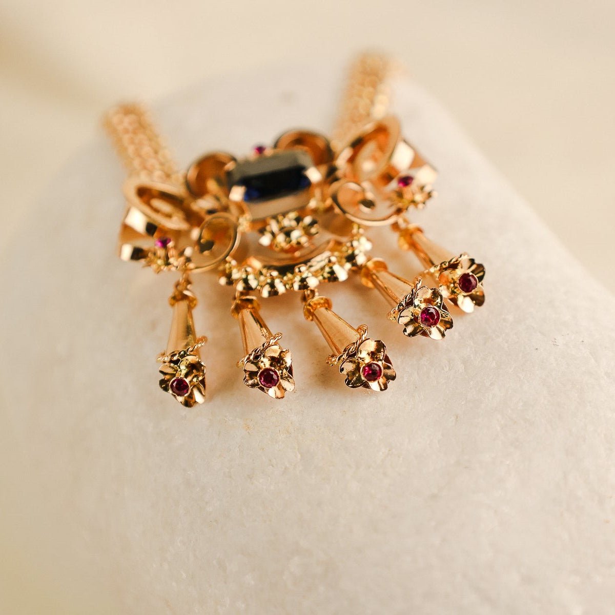 Gargantilha Dona Flor em Ouro 19kl com Zircónias Coloridas - Loja do Ouro