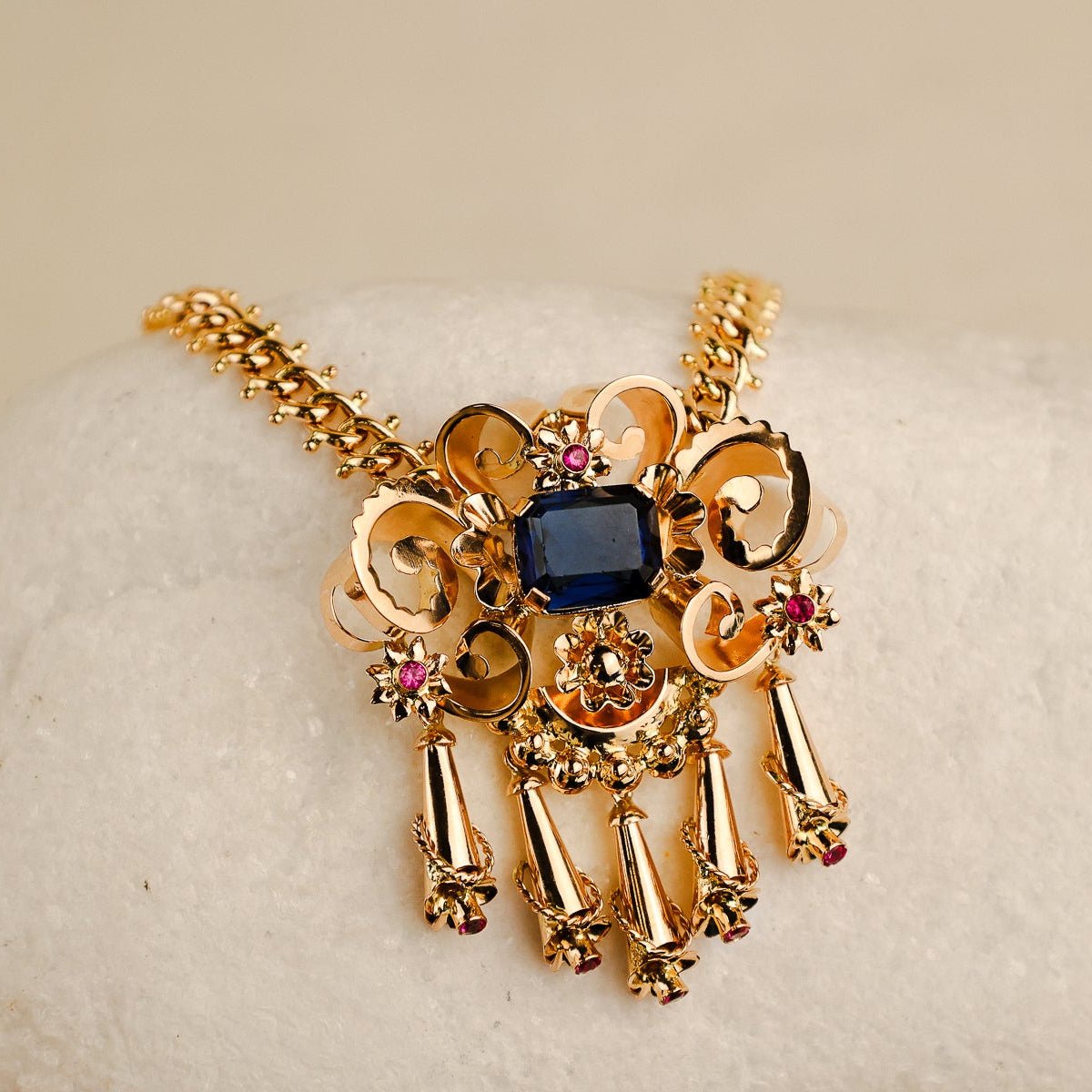 Gargantilha Dona Flor em Ouro 19kl com Zircónias Coloridas - Loja do Ouro