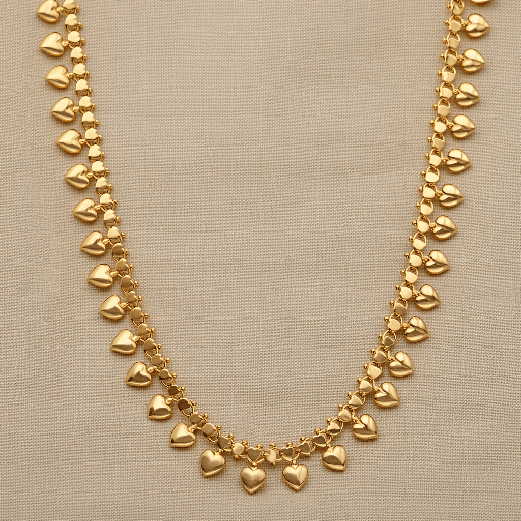 Gargantilha em Ouro 19kl com Corações (45cm) - Loja do Ouro