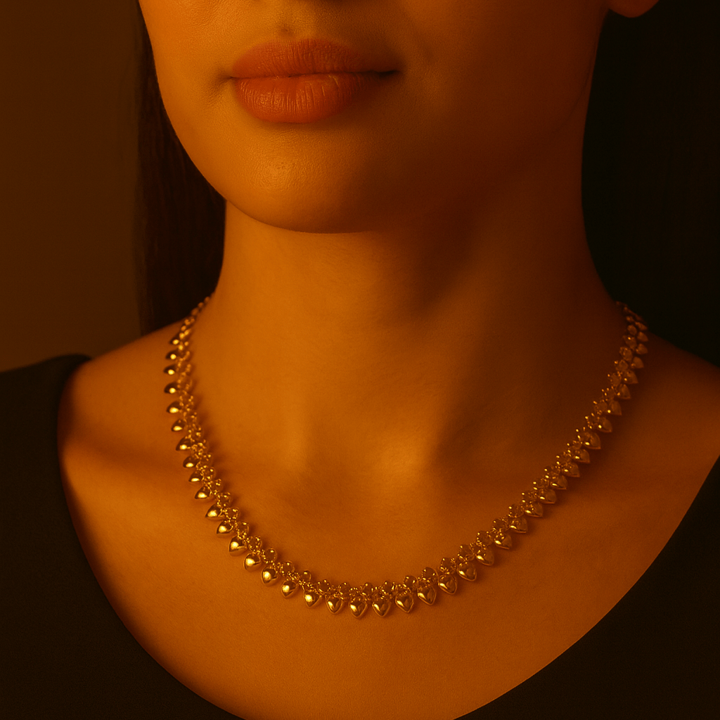 Gargantilha em Ouro 19kl com Corações (45cm) - Loja do Ouro