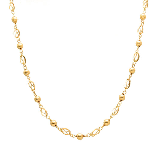 Gargantilha em Ouro 19kl com Rocas e Esferas (44.5cm) - Loja do Ouro