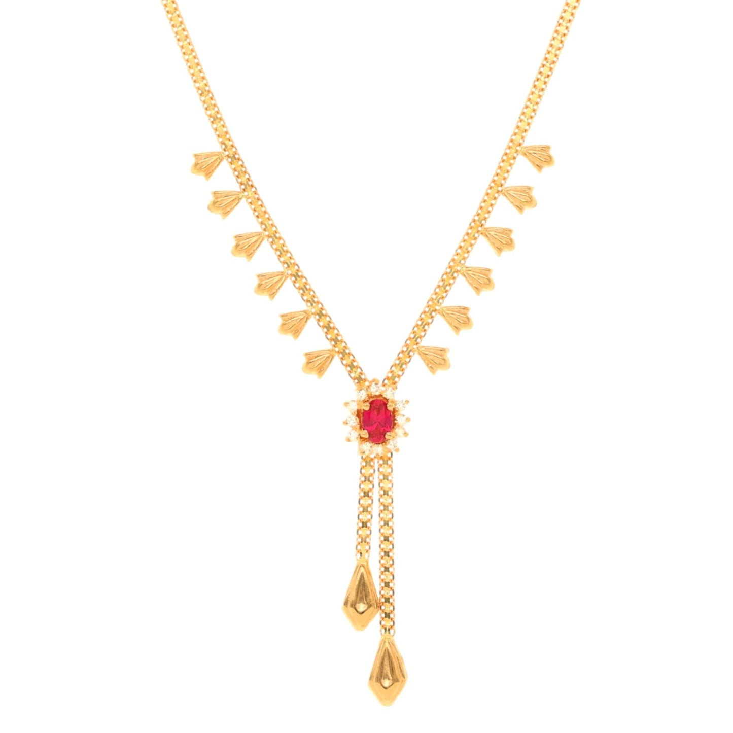 Gargantilha em Ouro 19kl com Rubi e Zircónias (42cm) - Loja do Ouro