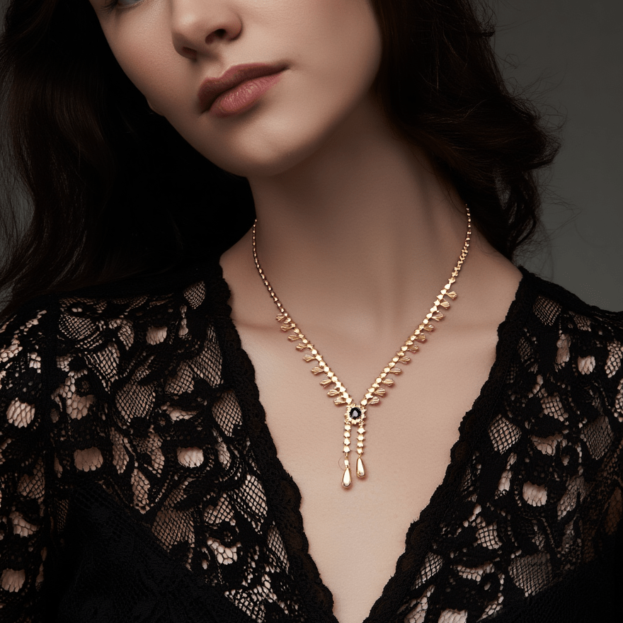 Gargantilha em Ouro 19kl com Safiras e Zircónias (40cm) - Loja do Ouro