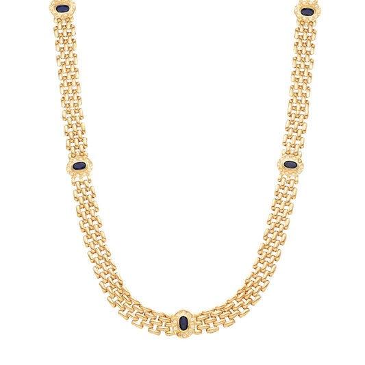 Gargantilha em Ouro 19kl com Safiras e Zircónias - Loja do Ouro