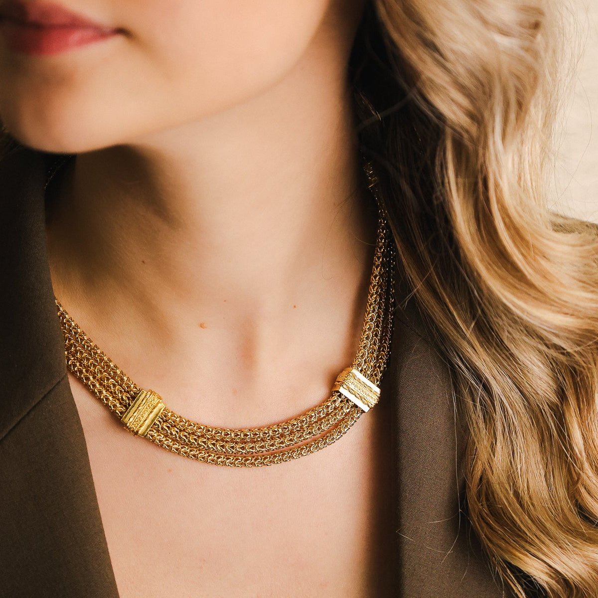 Gargantilha Malha Bizantina em Ouro 19kl (41.5cm) - Loja do Ouro