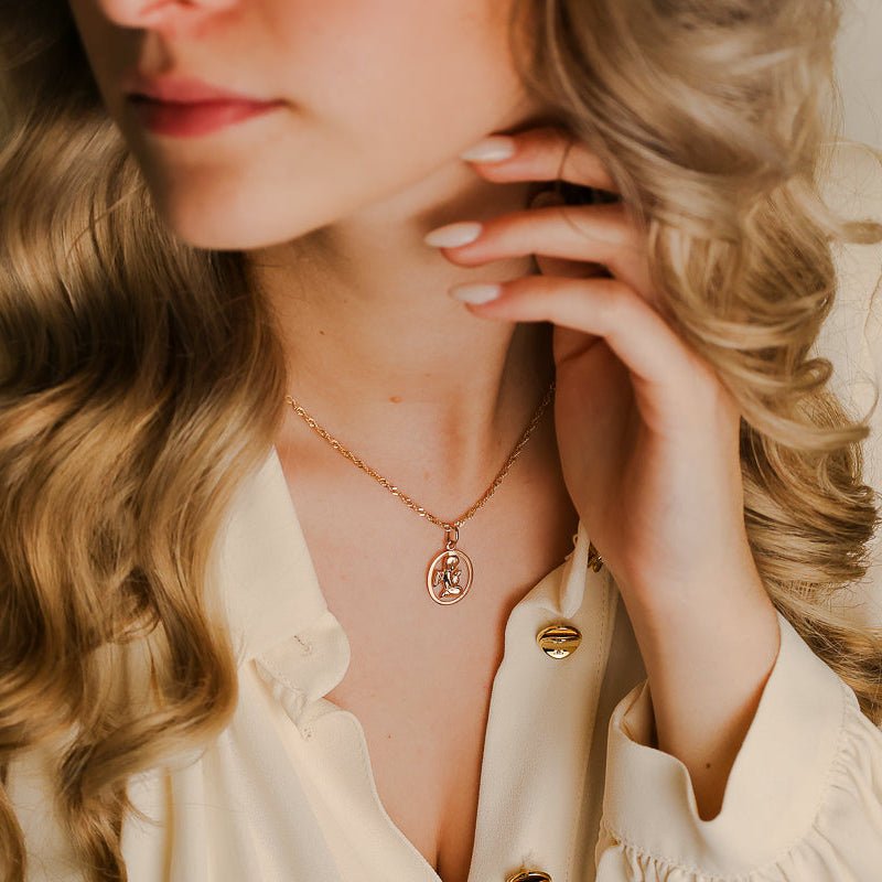 Medalha Anjo da Guarda em Ouro de 19,2kl com Aro Redondo (1.64cm) - Loja do Ouro