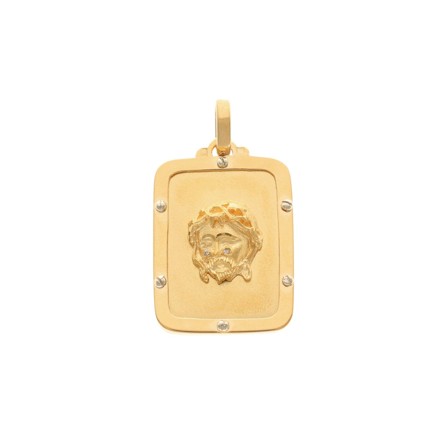 Medalha Cara de Cristo em Ouro 19kl com Diamantes (2.7cm) - Loja do Ouro