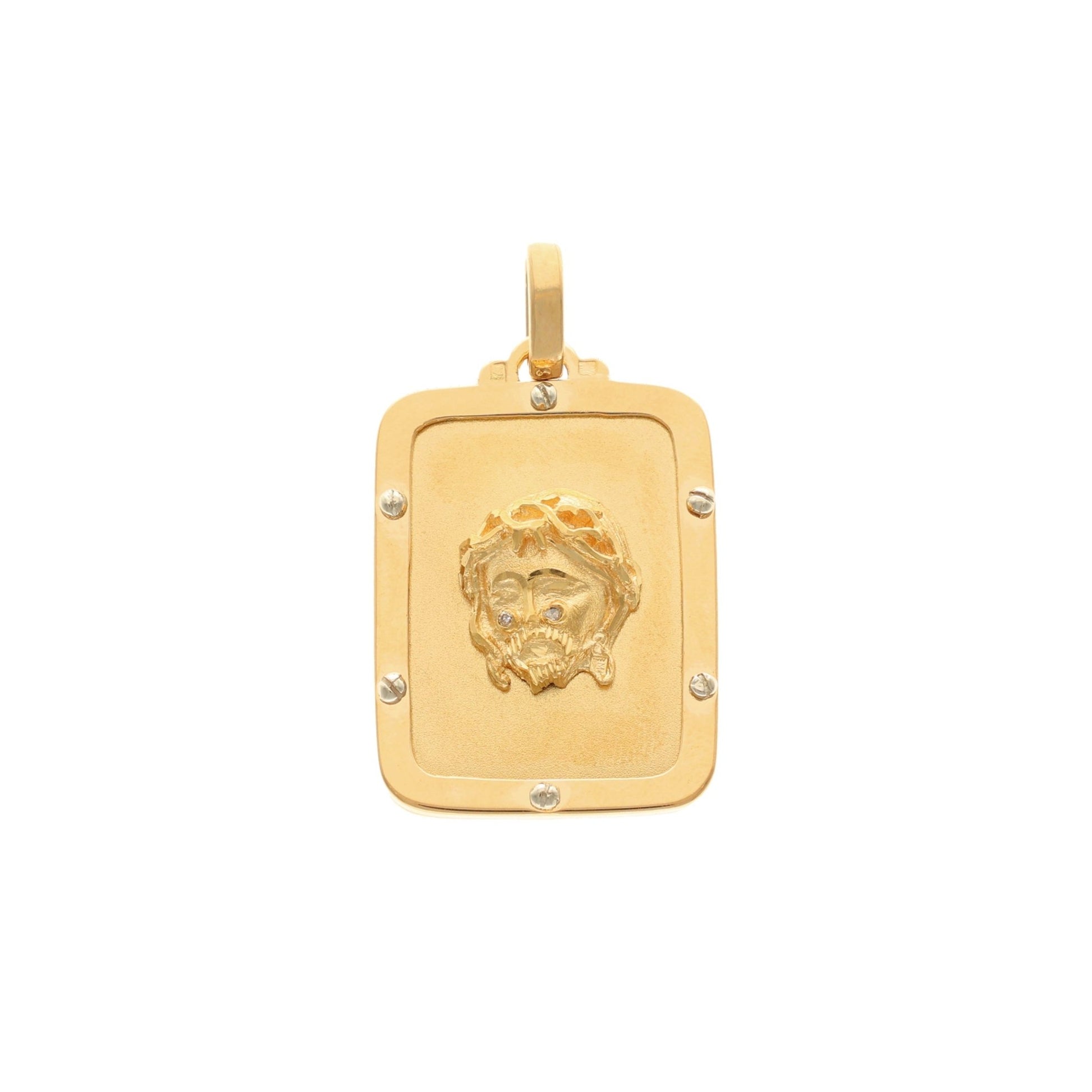Medalha Cara de Cristo em Ouro 19kl com Diamantes (2.7cm) - Loja do Ouro