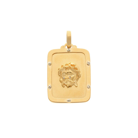 Medalha Cara de Cristo em Ouro 19kl com Diamantes (2.7cm) - Loja do Ouro