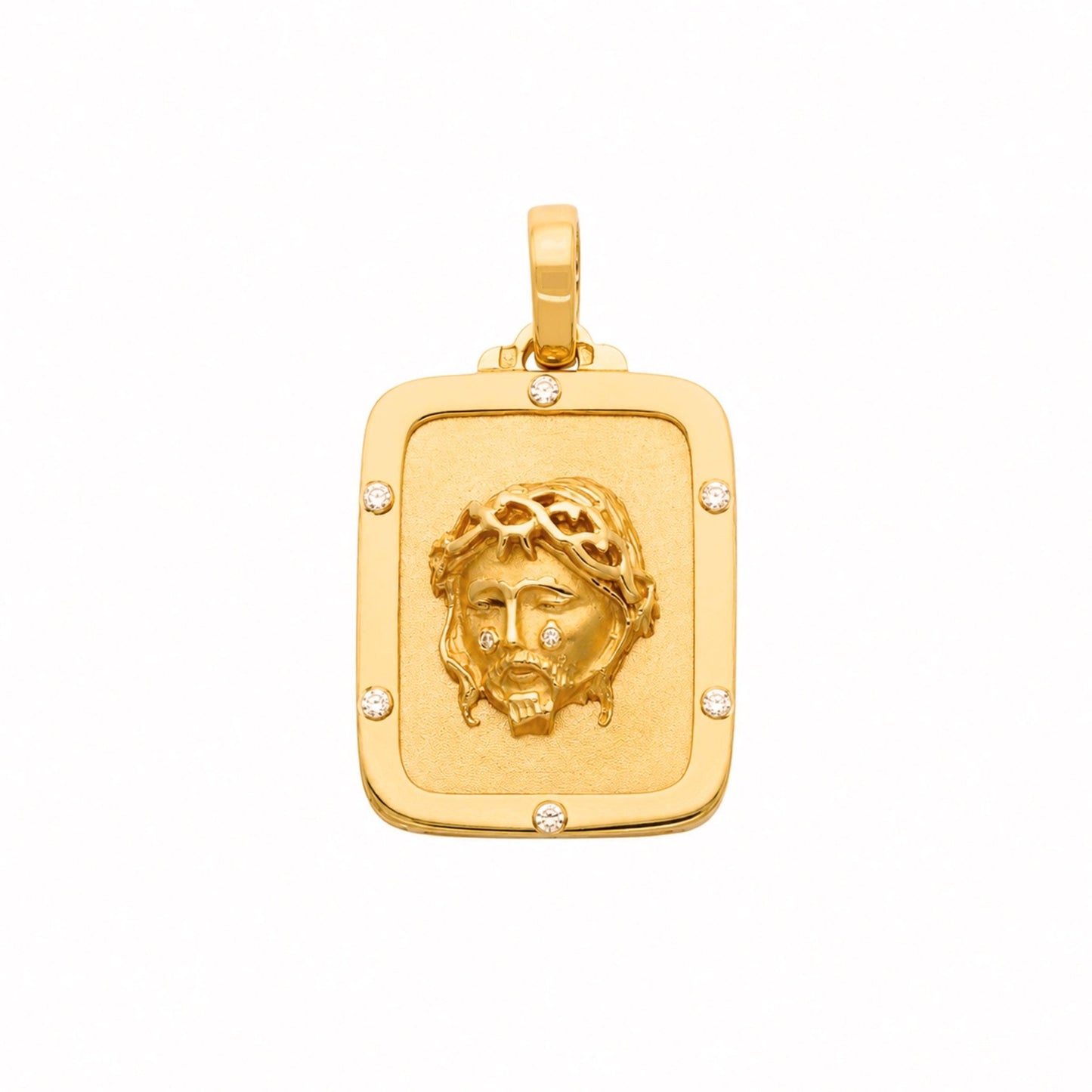 Medalha Cara de Cristo em Ouro 19kl com Zircónias (2.7cm) - Loja do Ouro