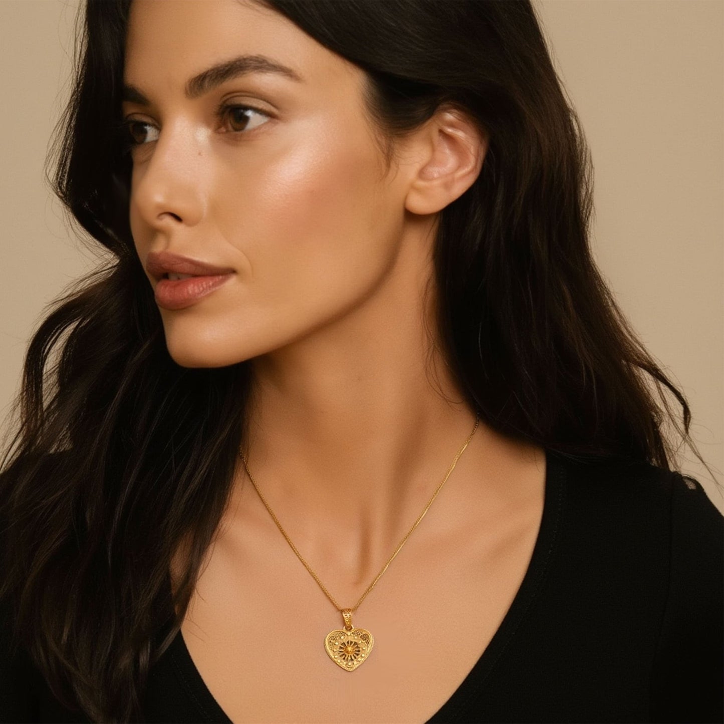 Medalha Coração Rendilhada em Ouro 19kl (1.8cm) - Loja do Ouro