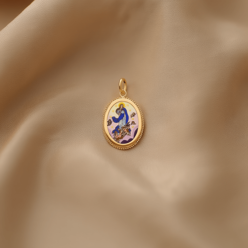 Medalha em Ouro 19kl com imagem de Nossa Senhora da Conceição - Loja do Ouro