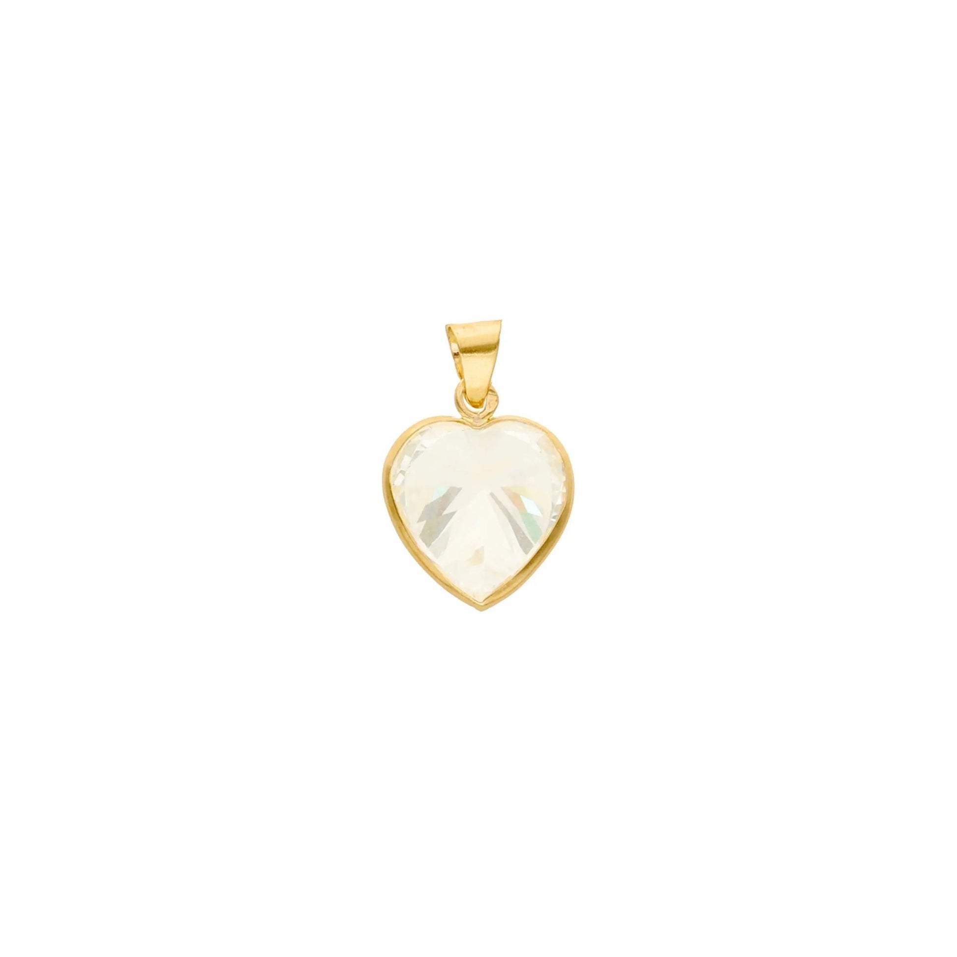 Medalha em Ouro 19kl com Zirconia Coração (1.1cm) - Loja do Ouro