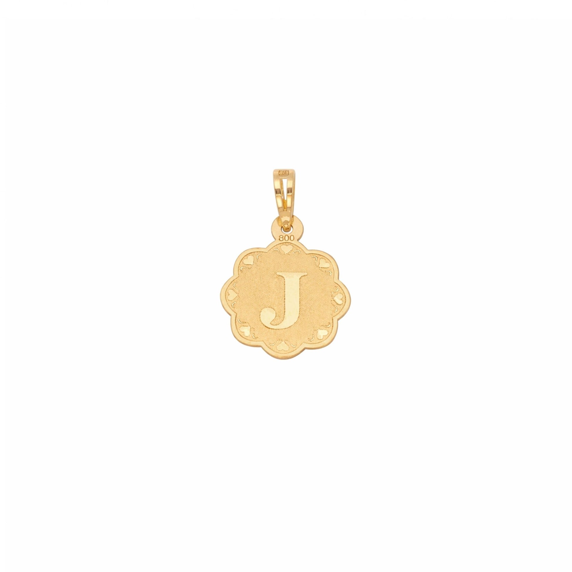 Medalha Flor em Ouro 19kl com Letra J - Loja do Ouro