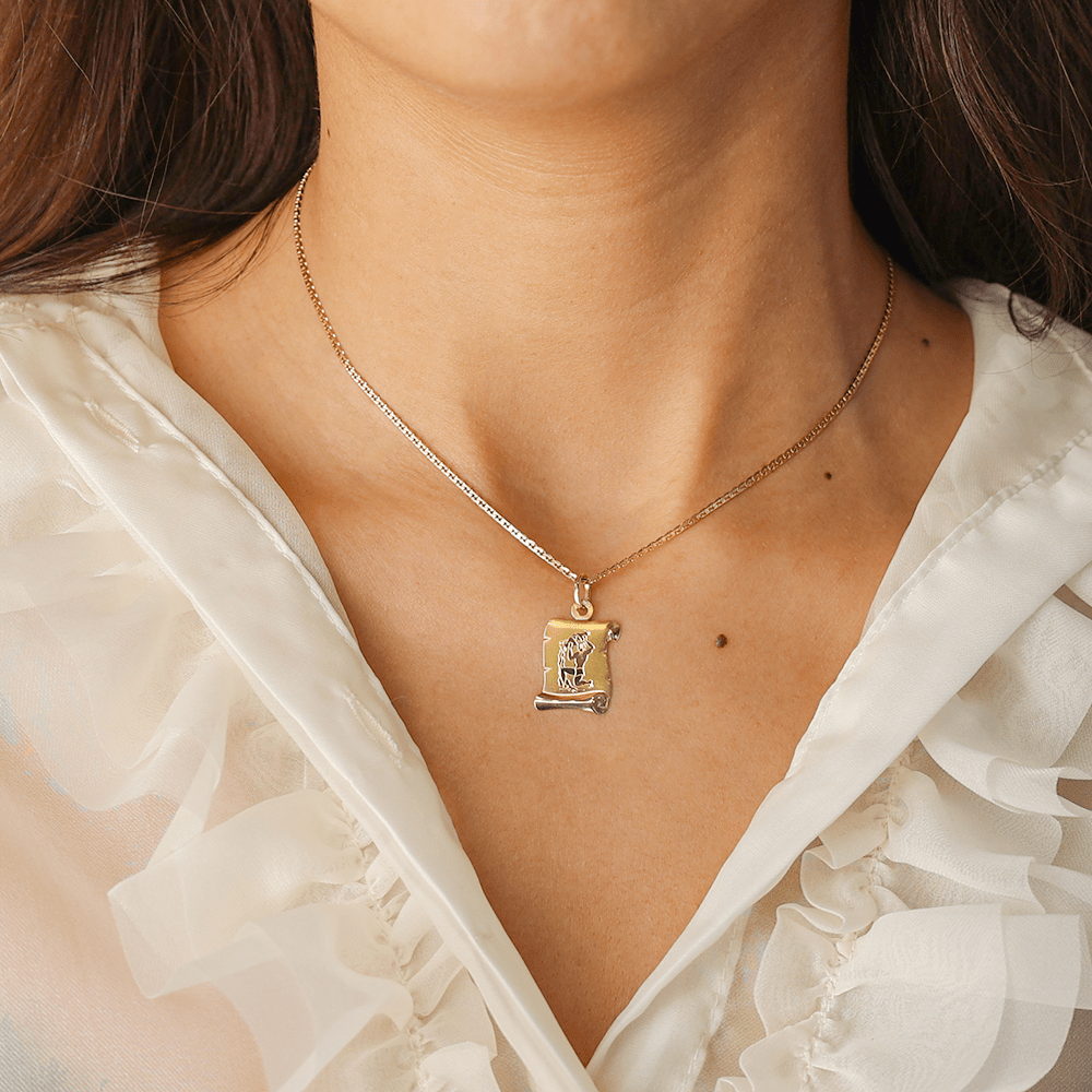 Medalha Papiro em Ouro 19kl com Signo Aquário - Loja do Ouro