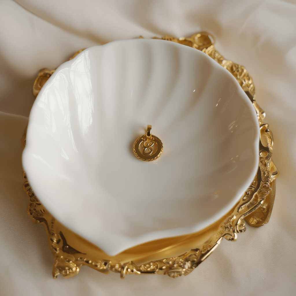 Medalha Redonda em Ouro 19kl com Letra C - Loja do Ouro