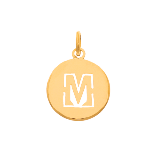 Medalha Redonda em Ouro 19kl com Letra M Recortada - Loja do Ouro
