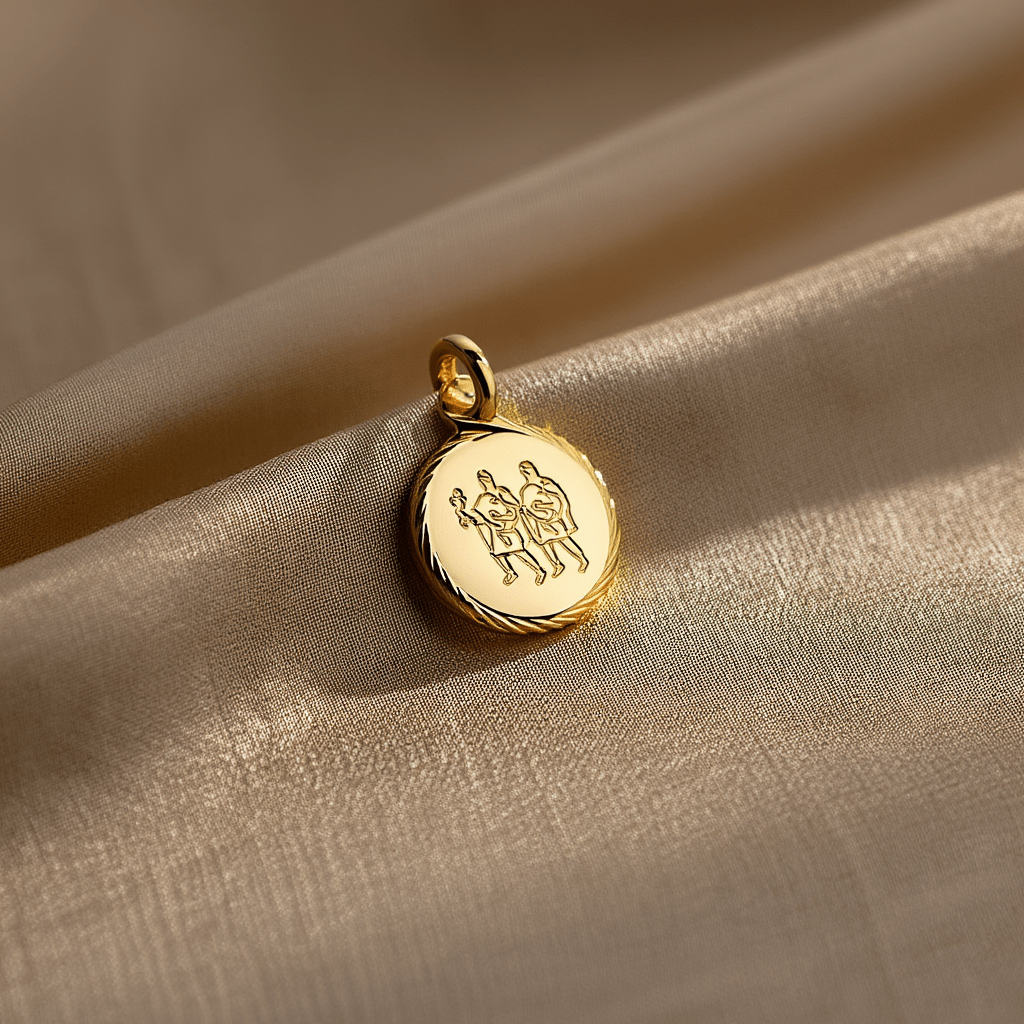 Medalha Redonda Signo Gémeos em Ouro 19kl (1.3cm) - Loja do Ouro