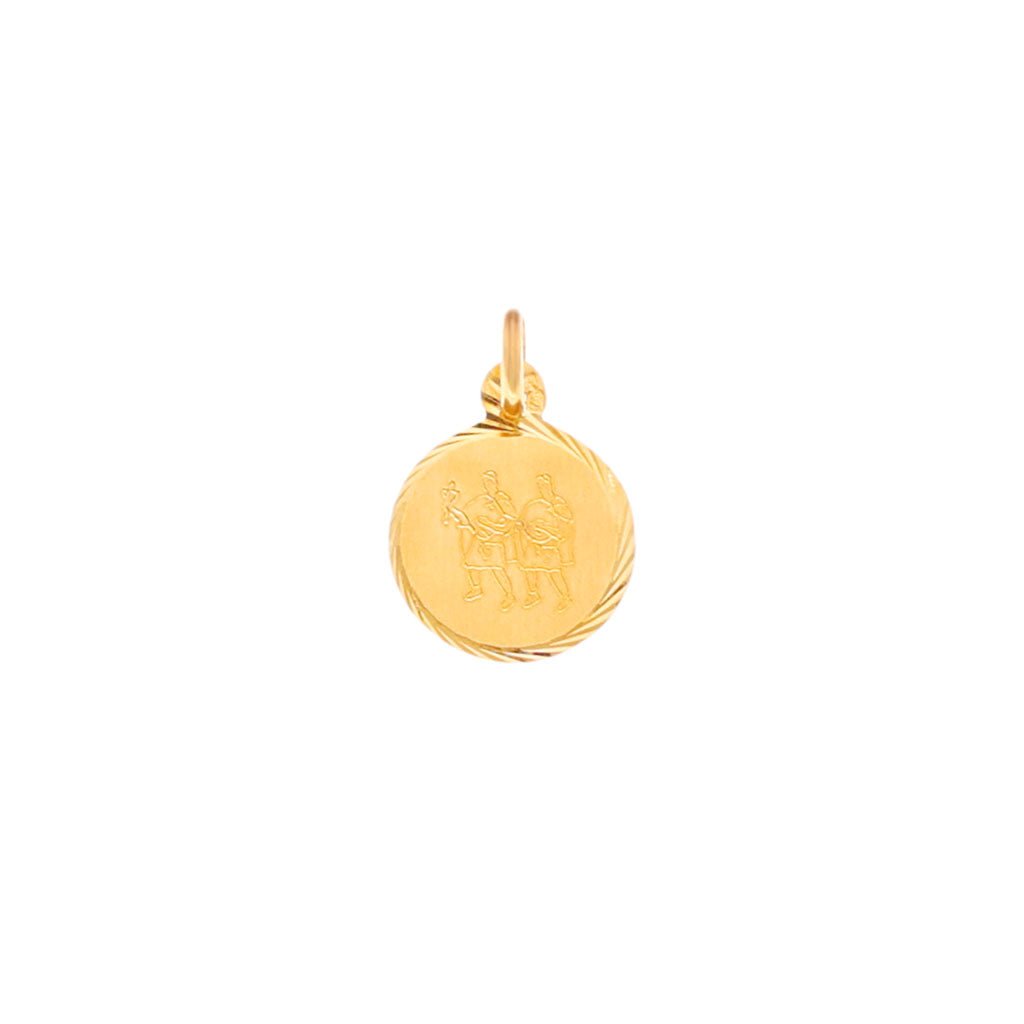 Medalha Redonda Signo Gémeos em Ouro 19kl (1.3cm) - Loja do Ouro