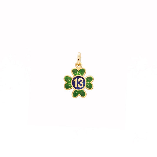 Medalha Trevo em Ouro 19kl com Esmalte Verde e Azul - Loja do Ouro
