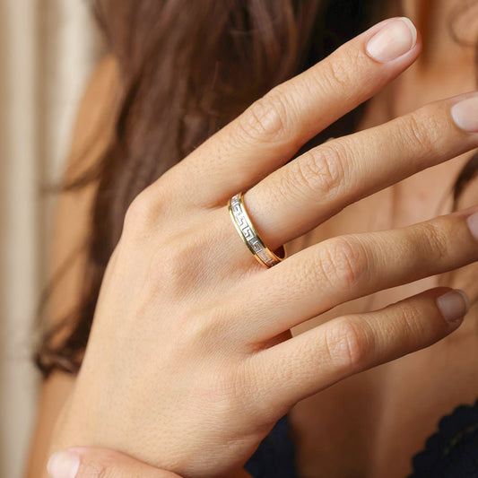 Par de Alianças Imperial em Ouro Bicolor 19kl (T23 - T27) - Loja do Ouro