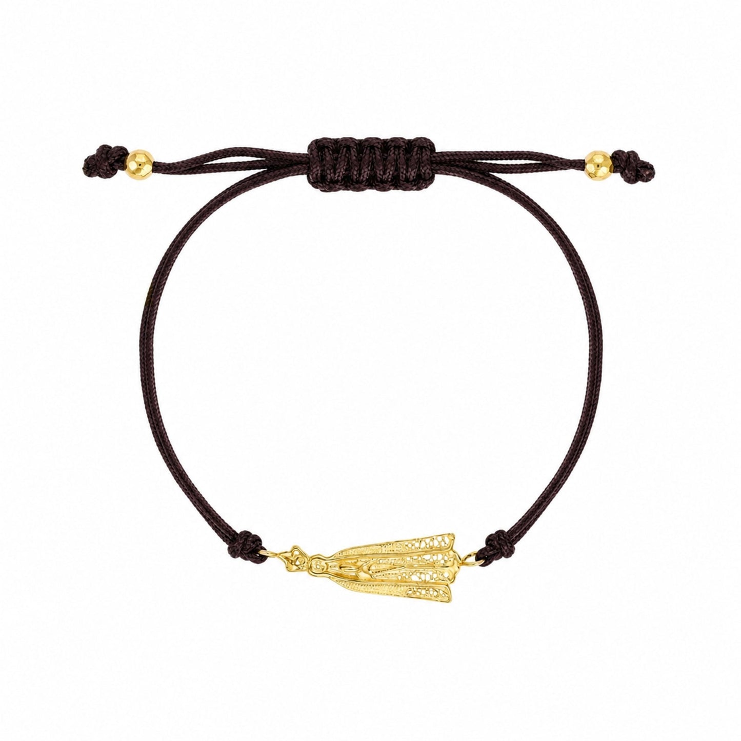 Pulseira Ajustável em Nylon com Medalha N Sra de Fátima em Prata Dourada - Loja do Ouro