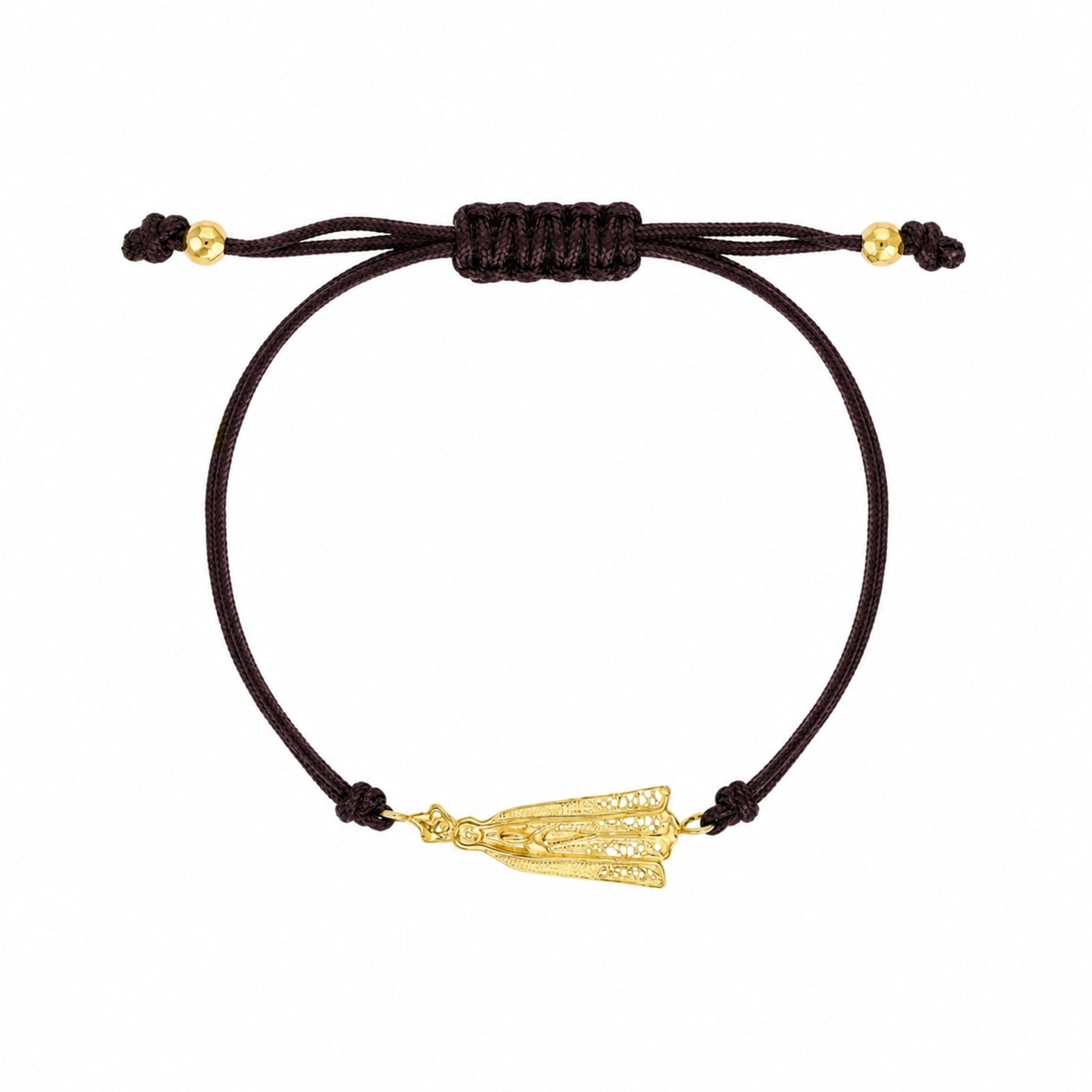 Pulseira Ajustável em Nylon com Medalha N Sra de Fátima em Prata Dourada - Loja do Ouro