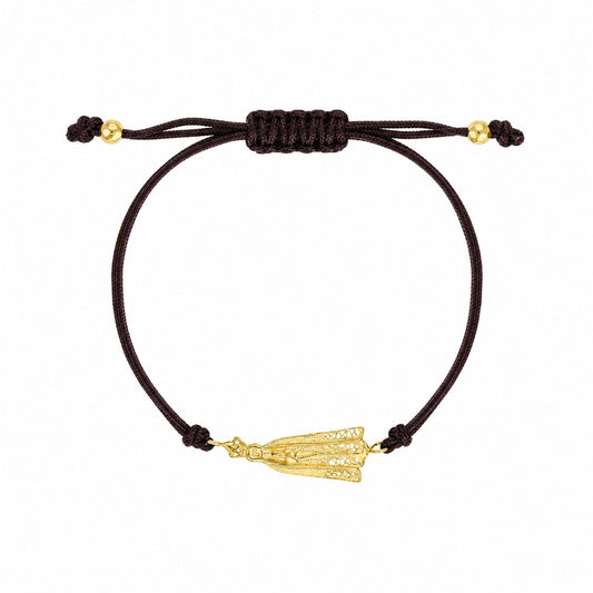 Pulseira Ajustável em Nylon com Medalha N Sra de Fátima em Prata Dourada - Loja do Ouro