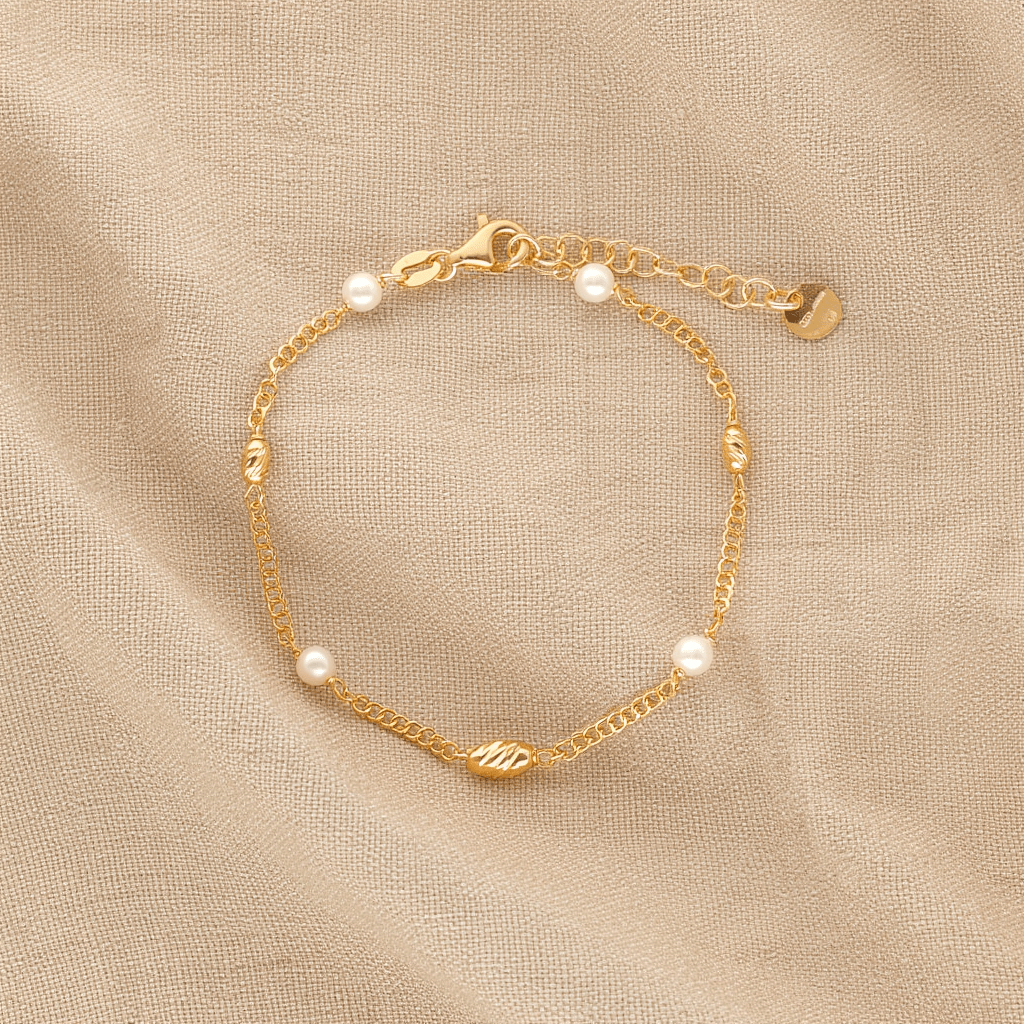 Pulseira Amélia em Prata Dourada (15cm) - Loja do Ouro