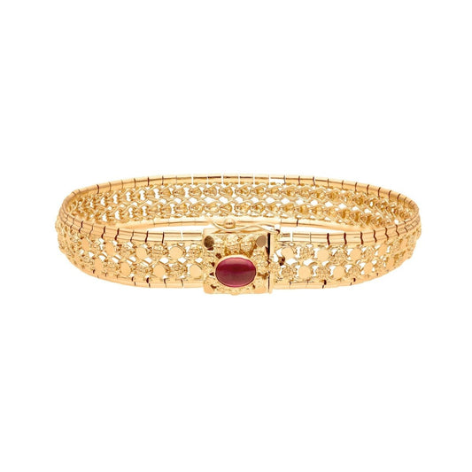 Pulseira Baronesa em Ouro 19kl com Caramujos e Rubi (19cm) - Loja do Ouro