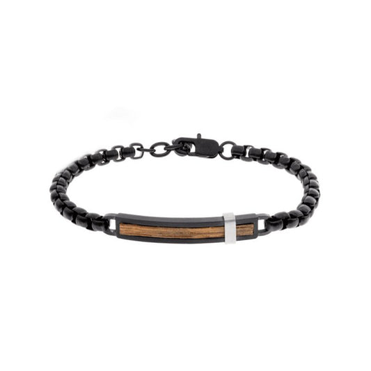 Pulseira Black Woods em Aço Negro e Madeira - Loja do Ouro