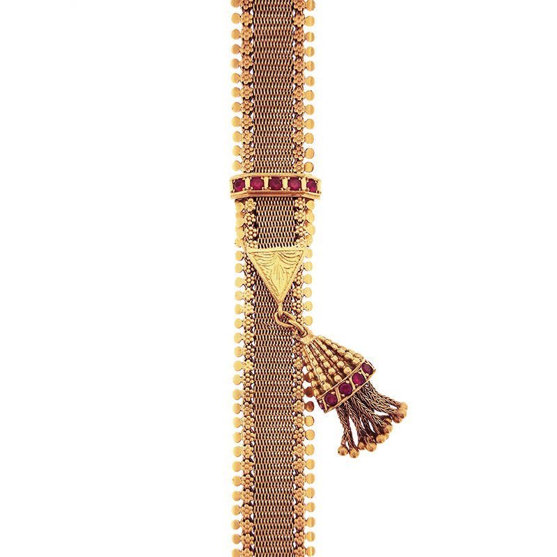 Pulseira Bracelete em Ouro 19kl com Pedras Rosa - Loja do Ouro