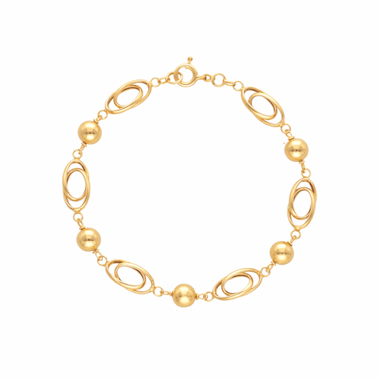 Pulseira com Elos e Esferas em Ouro 19kl (18.5cm) - Loja do Ouro