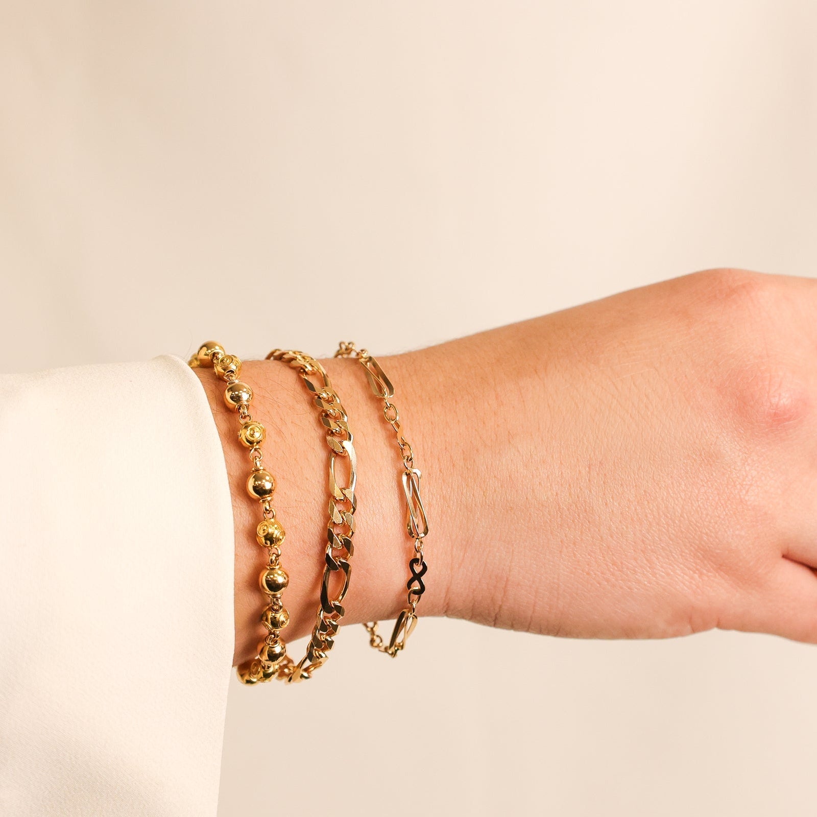 Pulseira com Rocas e Infinitos em Ouro 19kl (18cm) - Loja do Ouro