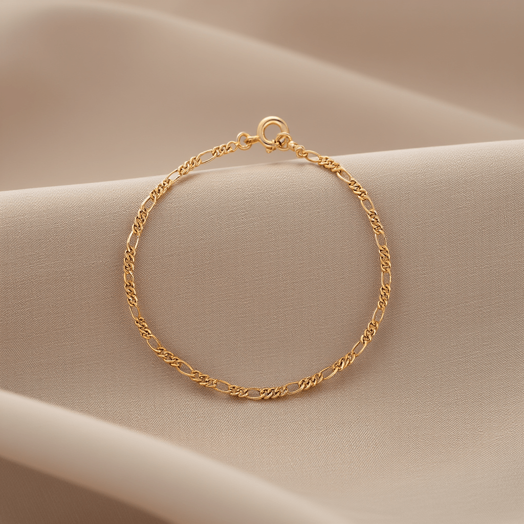 Pulseira Criança Malha 3x1 em Ouro 19kl (14cm) - Loja do Ouro