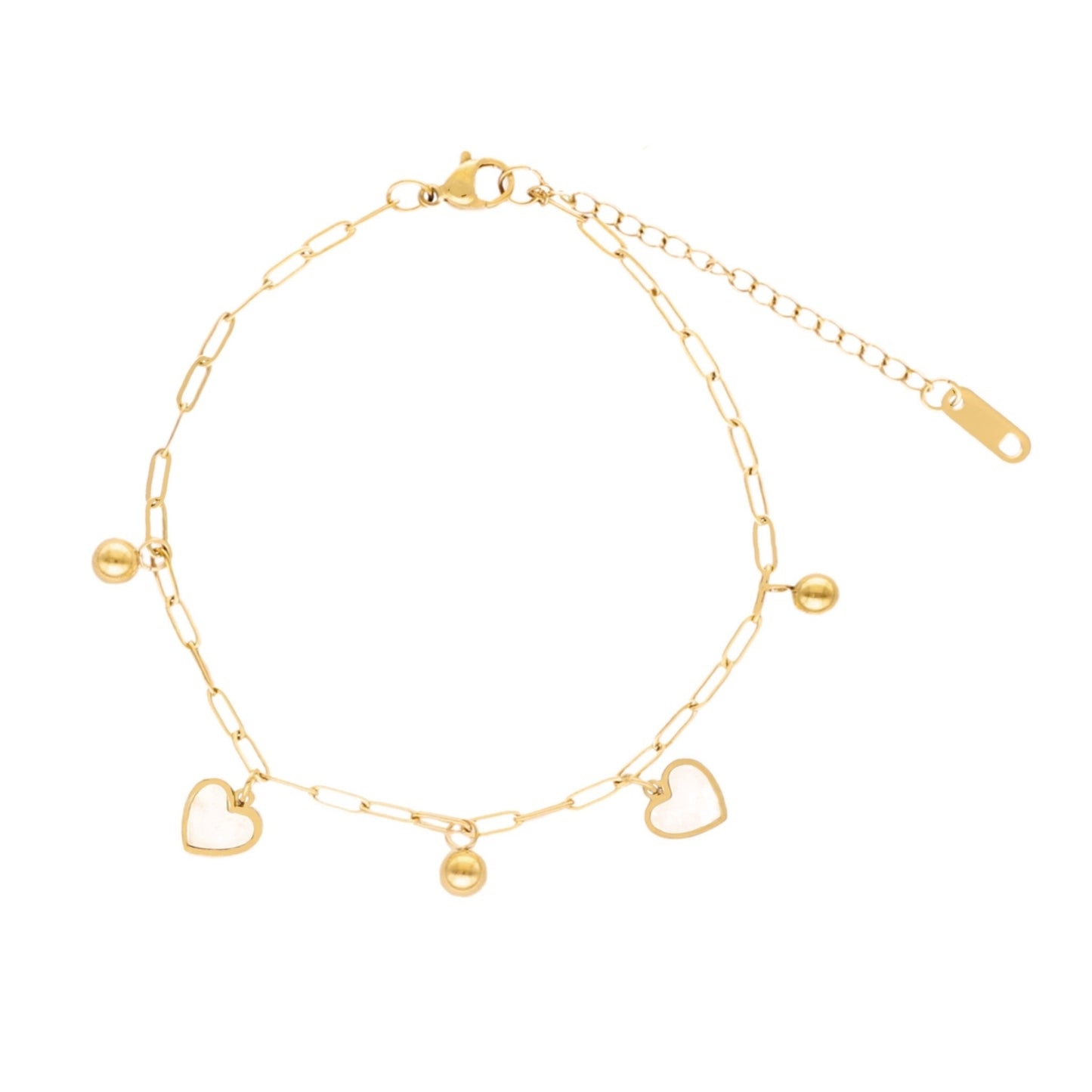 Pulseira de Pé Heart em Aço Dourado Inoxidável - Loja do Ouro