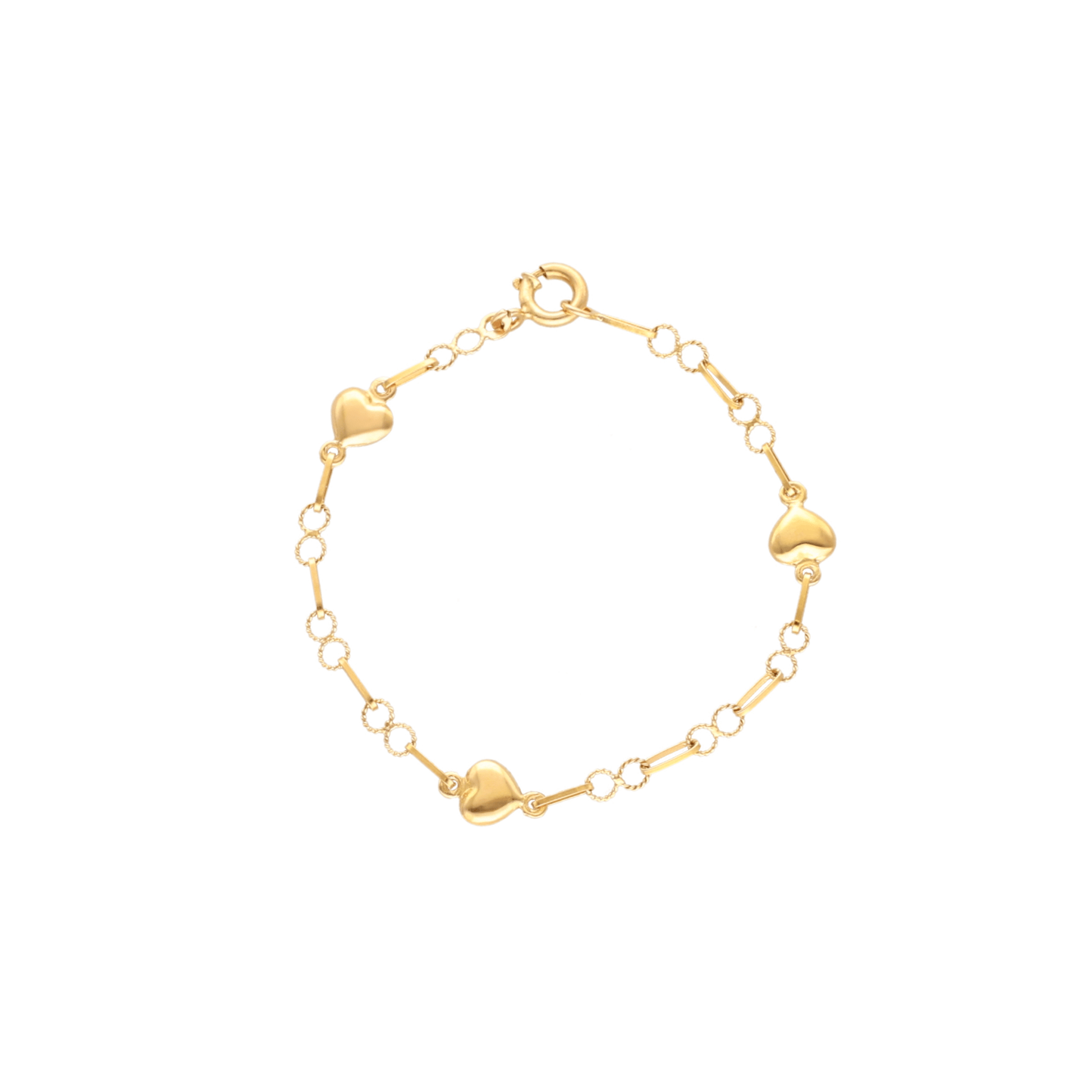 Pulseira Elos em Ouro 19kl com Corações para Criança (13.5cm) - Loja do Ouro