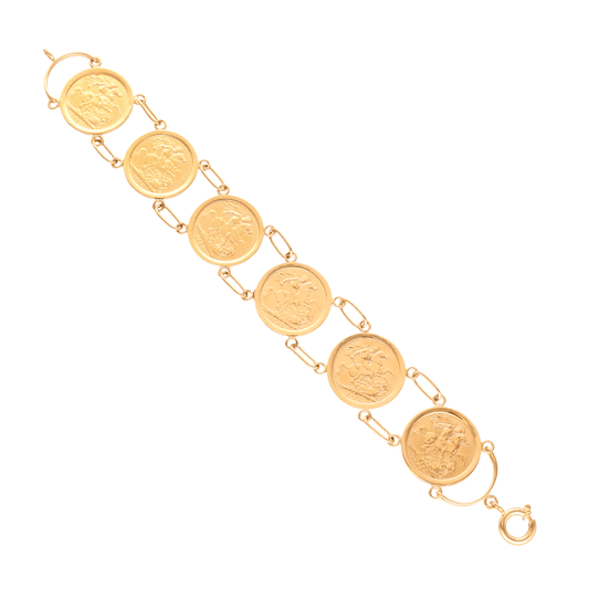 Pulseira em Ouro 19kl com 6 Libras em Ouro de 22kl (19cm) - Loja do Ouro