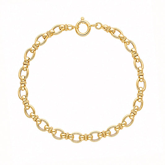 Pulseira em Ouro 19kl com Elos Ovais e União em Laço (18cm) - Loja do Ouro