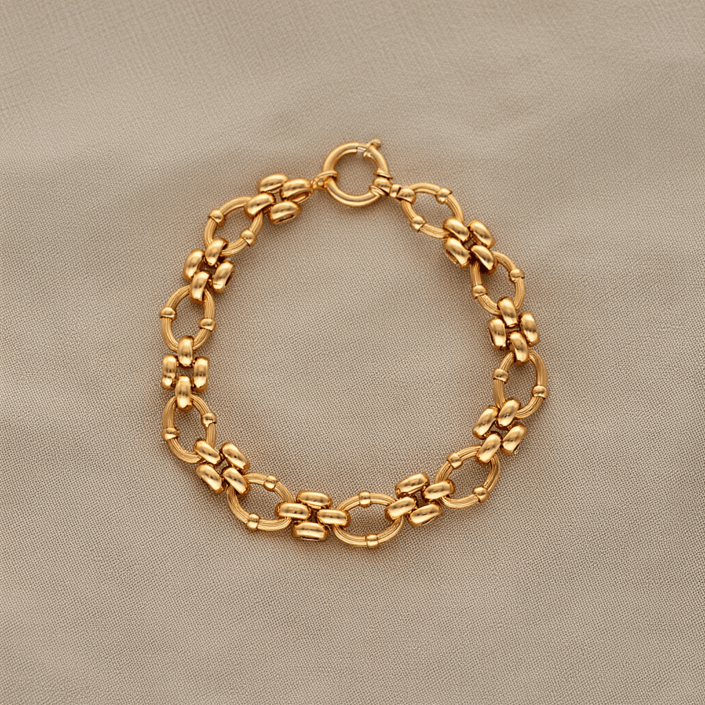 Pulseira em Ouro 19kl com Elos Trabalhados (19cm) - Loja do Ouro