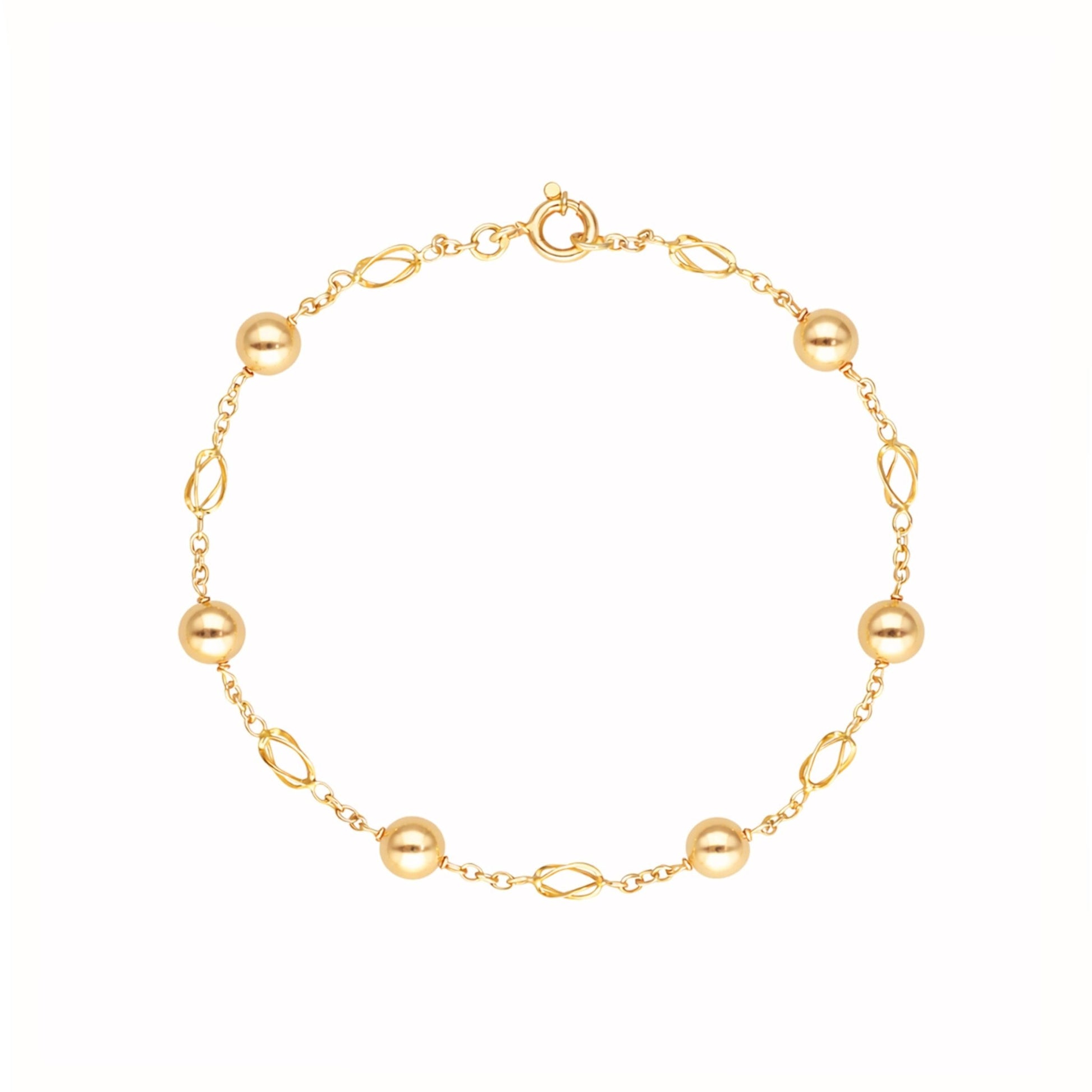 Pulseira em Ouro 19kl com Esferas e Rocas (19.5cm) - Loja do Ouro