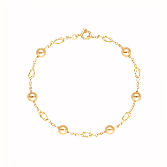 Pulseira em Ouro 19kl com Esferas e Rocas (19.5cm) - Loja do Ouro