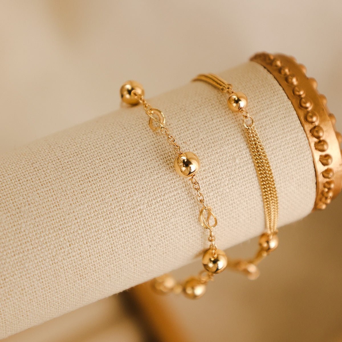 Pulseira em Ouro 19kl com Esferas e Rocas (19.5cm) - Loja do Ouro