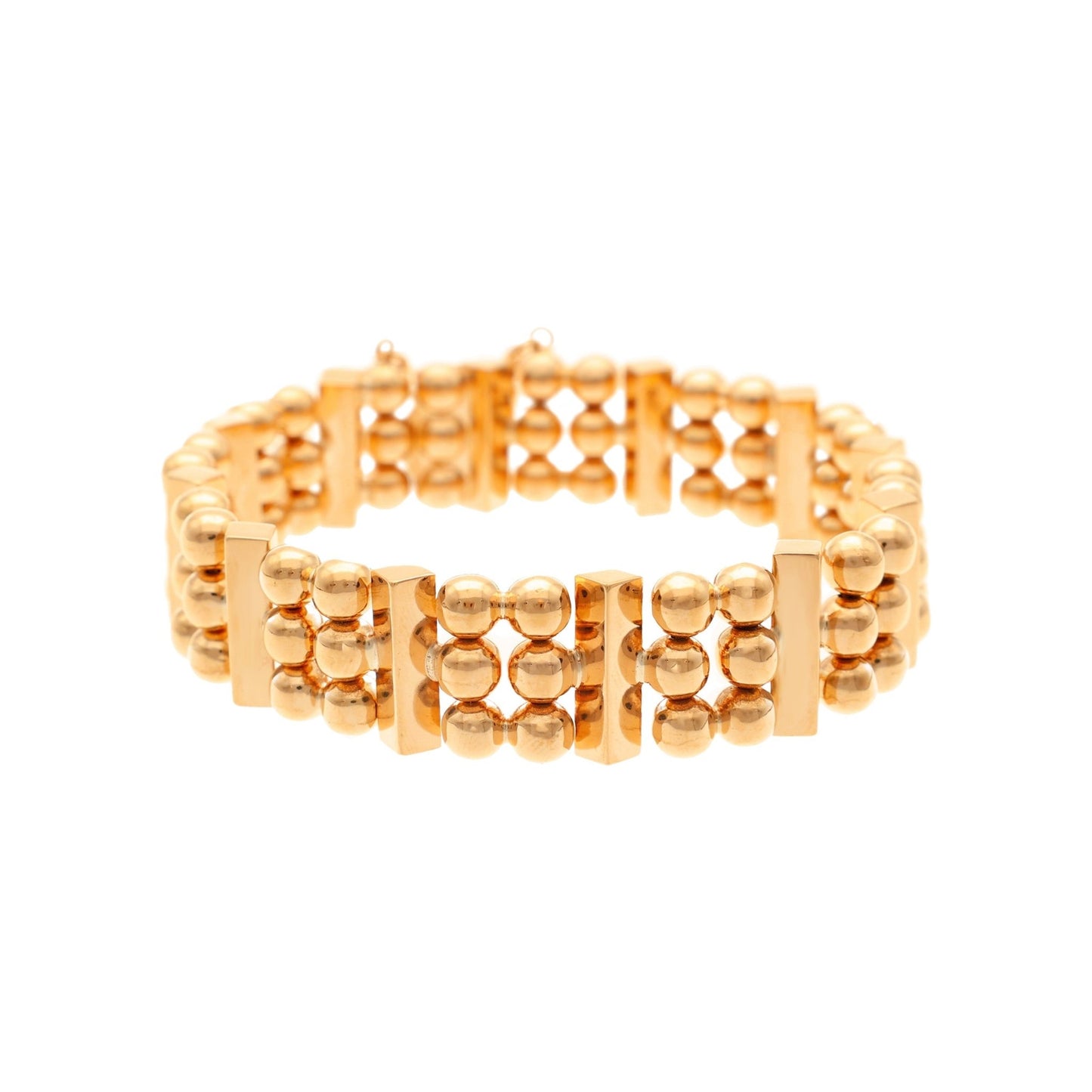 Pulseira Larga em Ouro 19kl com Esferas (19cm) - Loja do Ouro