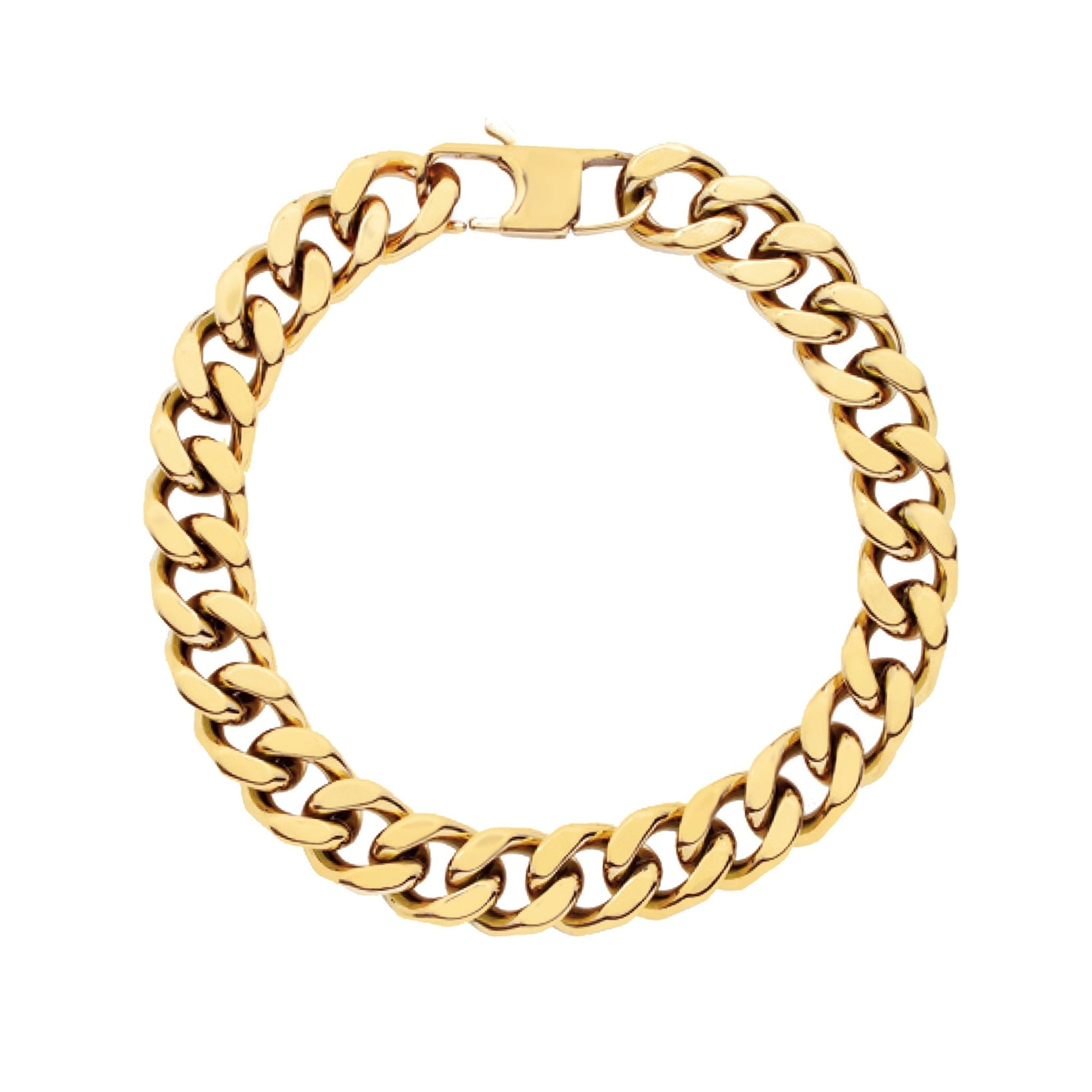 Pulseira Malha Barbela Aberta em Aço Dourado (20cm) - Loja do Ouro